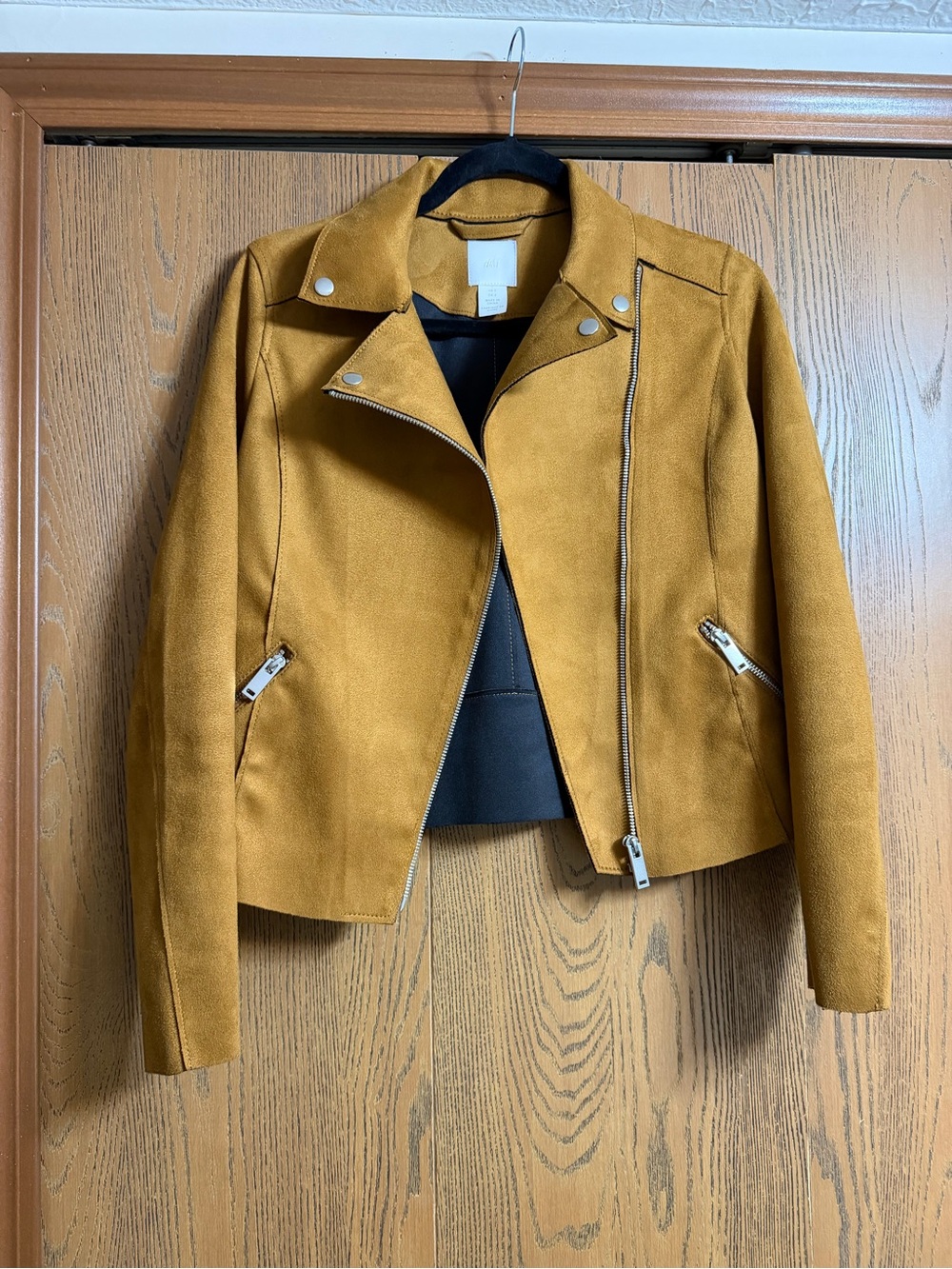 Like New H&M Women's Mustard Faux Suede Moto Jacket